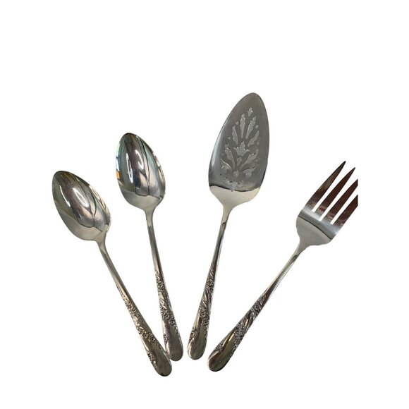 Bridal Wreath VTG 50s Oneida Tudor Plate Serving 4 piece Set 7594 - Picture 3 of 6